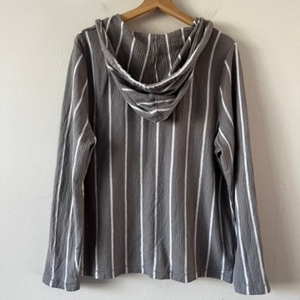 Habitat French Terry Stripe Hoodie Cotton Button‎ Front Sweatshirt size large - Picture 7 of 14
